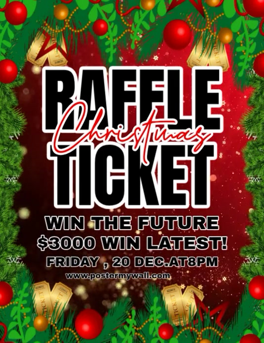 Black Joyful Christmas Raffle Ticket Flyer (us Letter) Template ...
