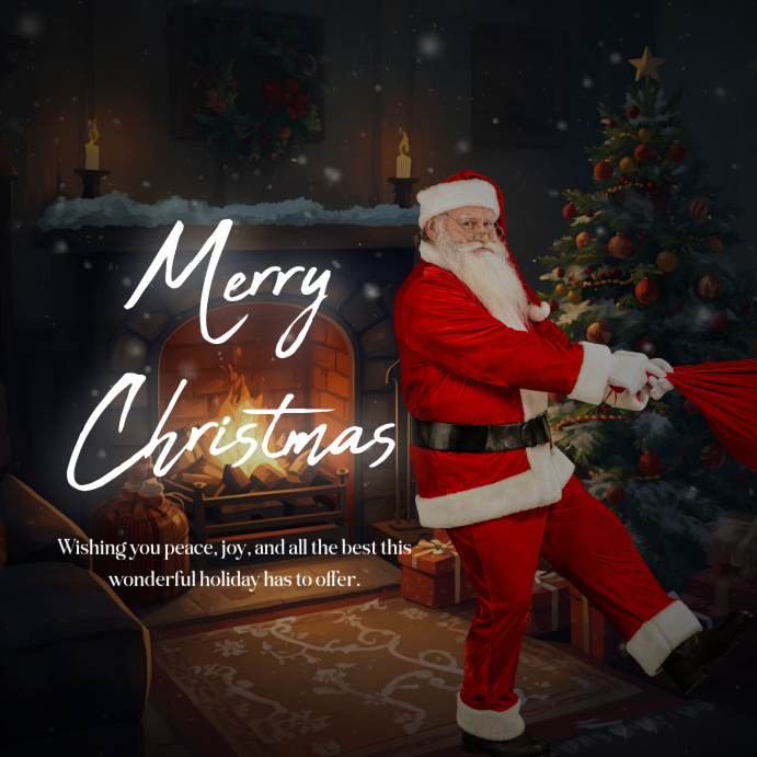 Black Joyful Christmas Wish Flyer Design Instagram Post Template ...