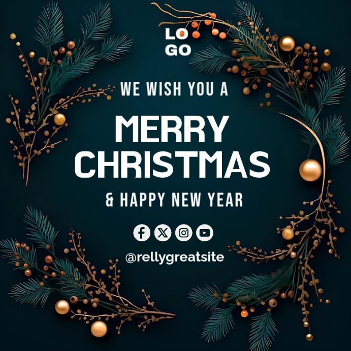 Black Joyful Christmas Wishes Instagram Post Template | PosterMyWall