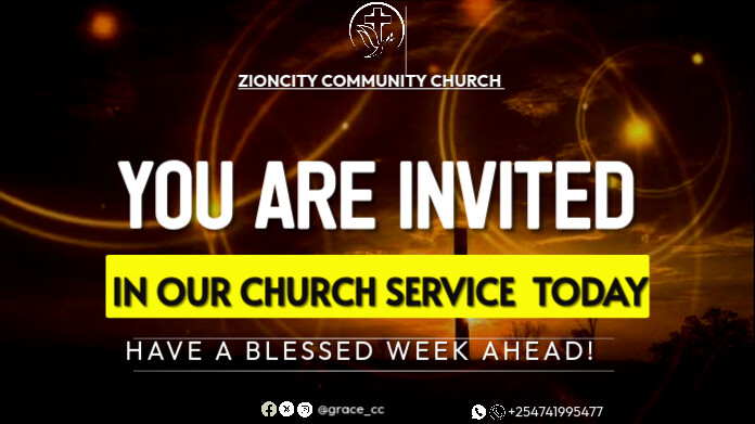 Black Joyful Church Invitation Service Twitter Post Template | PosterMyWall
