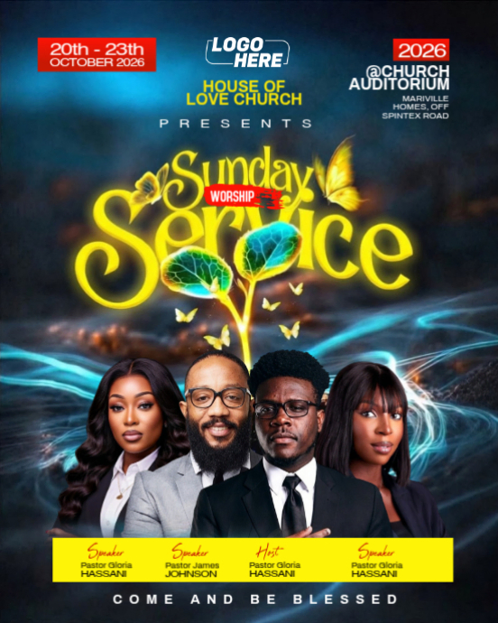 Black Joyful Church Worship Service Instagram Portrait Template ...