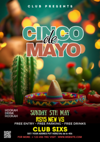 Black Joyful Cinco de Mayo Celebration A3 template