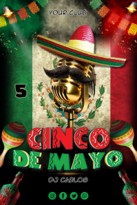 Black Joyful Cinco de Mayo Celebration Banner 4' × 6' template