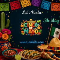 Black Joyful Cinco de Mayo Celebration Logo โลโก้ template
