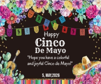 Black Joyful Cinco de Mayo Celebration Medium Rectangle Mellemstort rektangel template