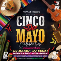 Black Joyful Cinco de Mayo Celebration Square Video Persegi (1:1) template