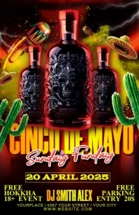 Black Joyful Cinco De Mayo Half Page Wide template