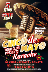Black Joyful Cinco de Mayo Karaoke Event Banner 4' × 6' template