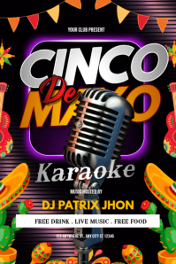 Schwarz Cinco de Mayo Karaoke Event Plakat Template
