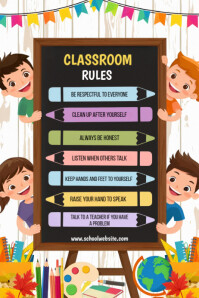 Black Joyful Classroom Rules Educational Poster Poster template