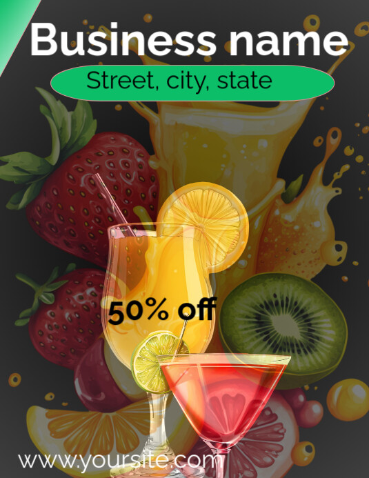 Black Joyful Cocktails Discount Sale Flyer (us Letter) template