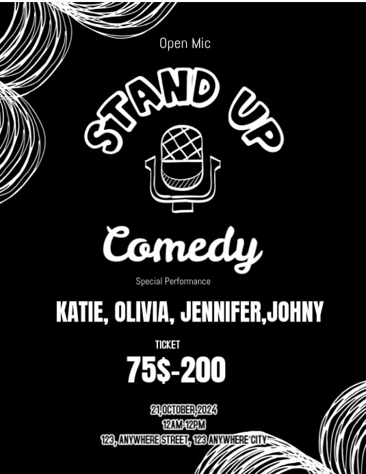 Black Joyful Comedy Show Flyer (us Letter) Template | PosterMyWall