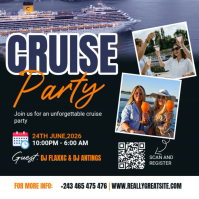 Black Joyful Cruise Party Square Video Vierkant (1:1) template