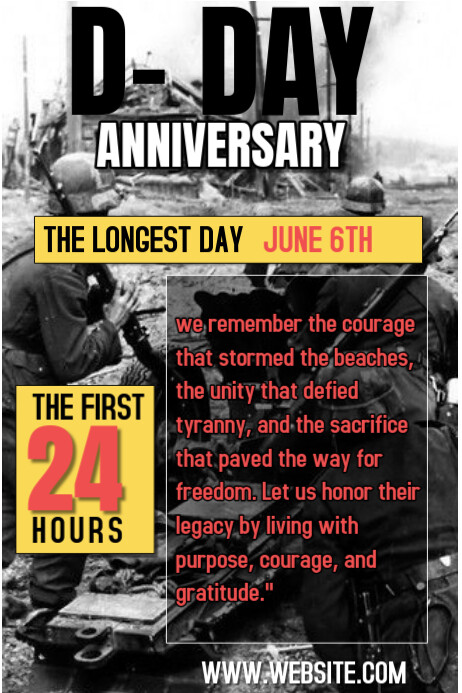Black Joyful D Day Anniversary  Poster template