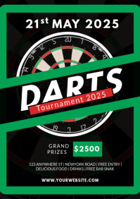 Black Joyful Darts Tournament A4 template