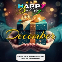 Black Joyful December Birthday Logo template