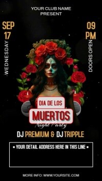 Schwarz Dia de los Muertos Party Ekran reklamowy Template