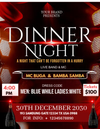 Black Joyful Dinner Night  Flyer (us Letter) template