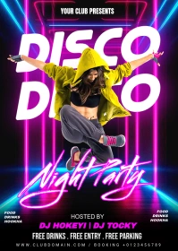Black Joyful Disco Night Party Flyer A6 template