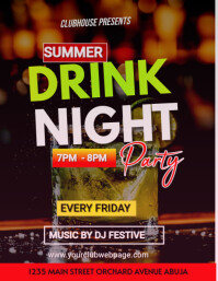 Black Joyful Drink Night Friday Night Party  Flyer (us Letter) template