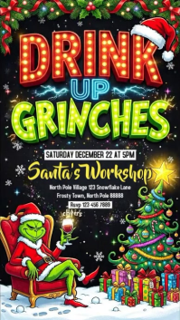 Black Joyful Drink Up Grinches Invitation Instagram Post Instagram Story Indaba yaku-Instagram template