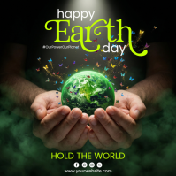 Black Joyful Earth Day Celebration Square Quadrat (1:1) template