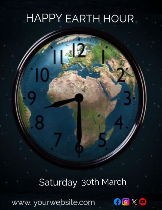 Black Joyful Earth Hour Flyer (us Letter) template