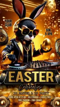 Black Joyful Easter Club Party Instagram Reel Video template