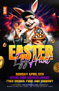 Black Joyful Easter Egg Hunt Party Tabloid Tabloïd template
