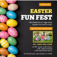 Black Joyful Easter Fun Day Instagram Post Instagram-bericht template