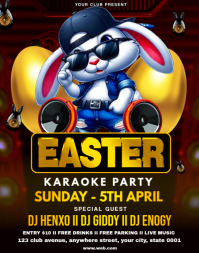 Black Joyful Easter Karaoke Party Poster/Wallboard template