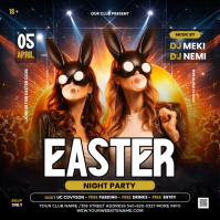 Black Joyful Easter Night Party Square Cuadrado (1:1) template