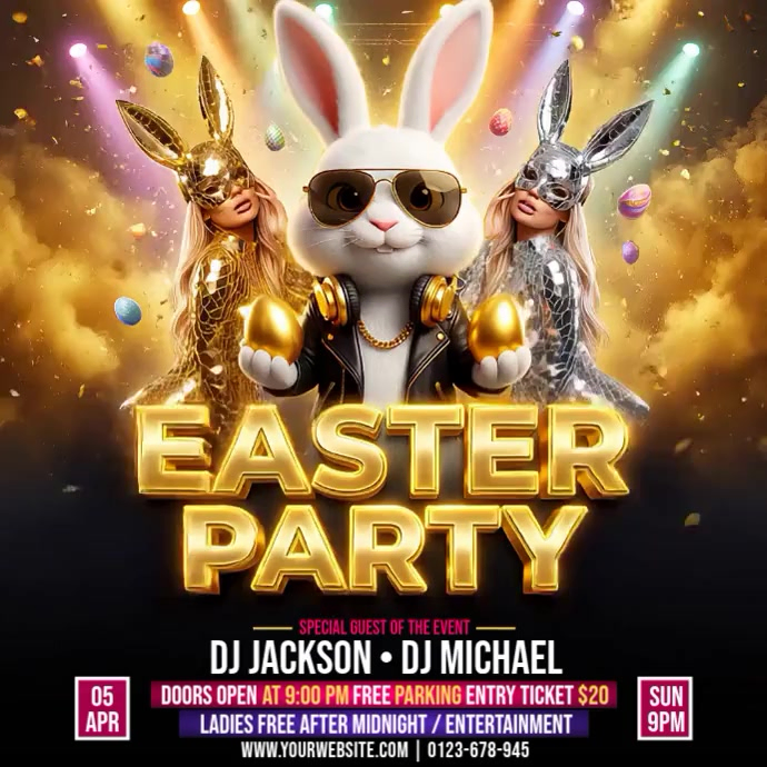 Plantilla de Black Joyful Easter Party Square Video | PosterMyWall