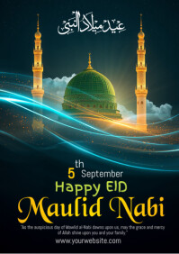 Black Joyful Eid Milad Un Nabi Wishes A5 template