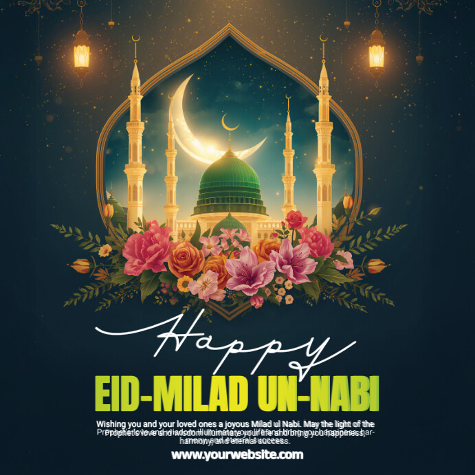 Black Joyful Eid Milad Un Nabi Wishes Instagram Post Templat | PosterMyWall