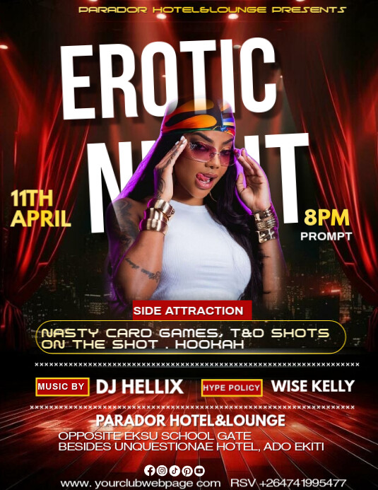 Black Joyful Erotic Friday Night Party  Flyer (us Letter) template
