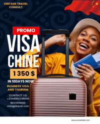 Black Joyful Express China Visa Flyer Design  Instagram Portrait template