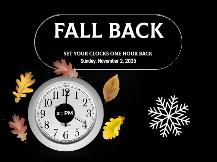 Black Joyful Fall Back , Set Your Clocks An Our Back Yard Sign template