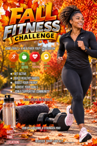Czarny Fall Fitness Challenge Poster Template