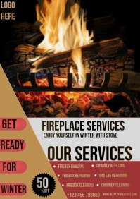 Black Joyful Fireplace Services Template  A4