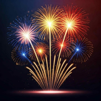Black Fireworks Celebration โพสต์บน Instagram Template