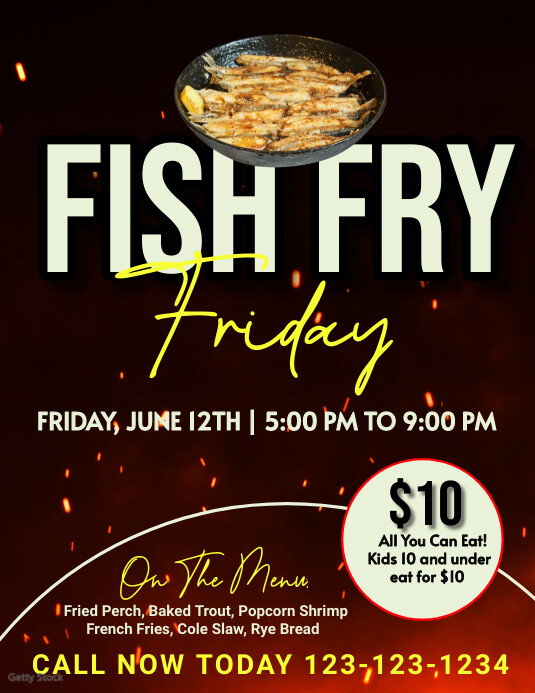 Black Joyful Fish Fry Flyer (us Letter) template