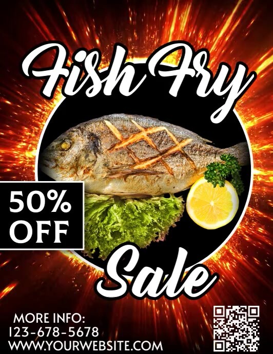 Black Joyful Fish Fry Sale Flyer (us Letter) template