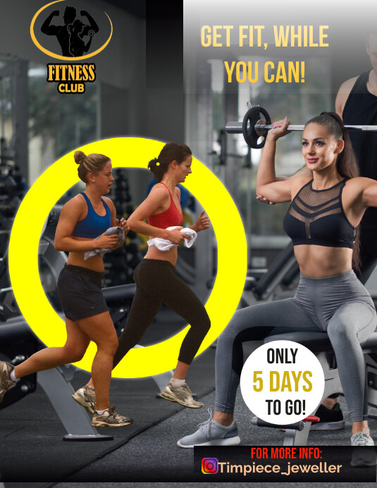 Black Joyful Fitness Club Flyer (us Letter) template