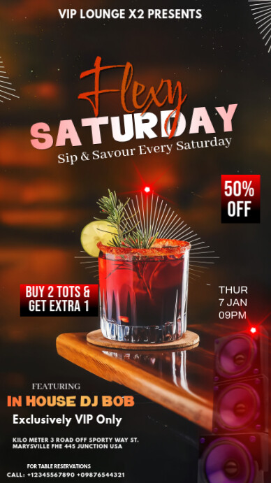 Black Joyful Flexy Saturday Party  Instagram Story template