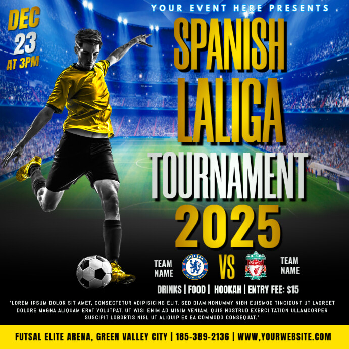 Black Joyful Football Tournament Match Flyer  Instagram Post template