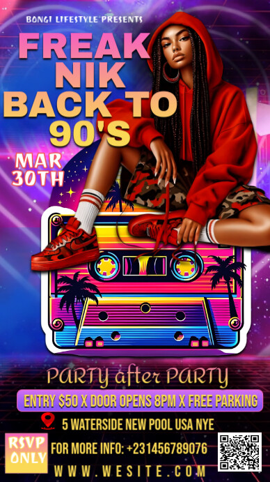 Black Joyful Freaknik Back To 90's Instagram Story template