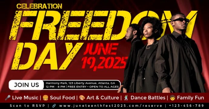 Black Joyful Freedom Day Juneteenth 2025 Facebook Shared Image template