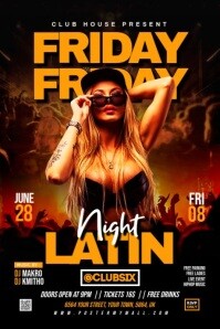 Black Joyful Friday Latin Night Party Flyer Poster template