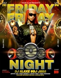 Black Joyful Friday Night Party Poster/wallboard Póster/Tablero template